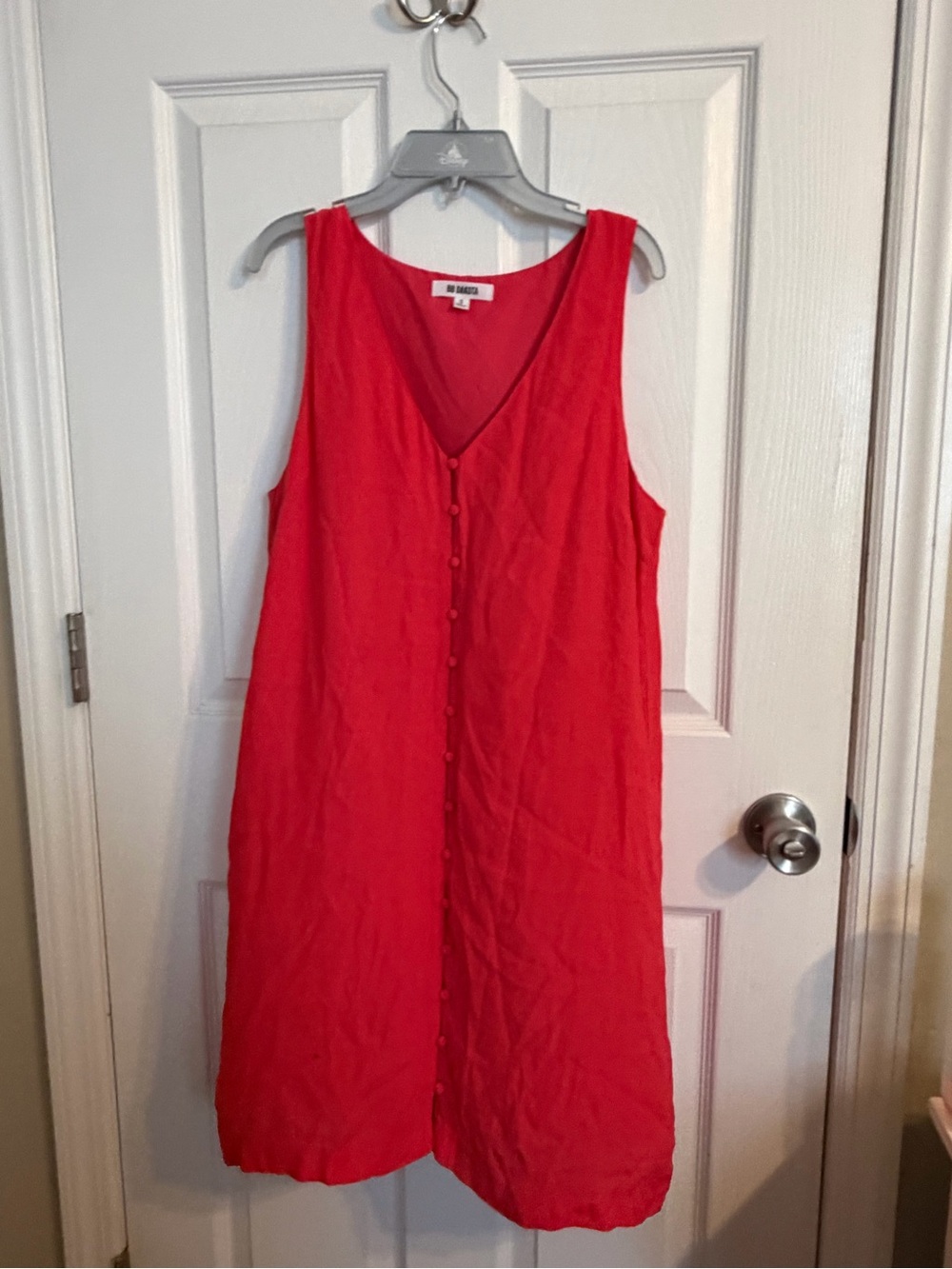 BB Dakota Vibrant Red Sleeveless Button-Front Midi Dress